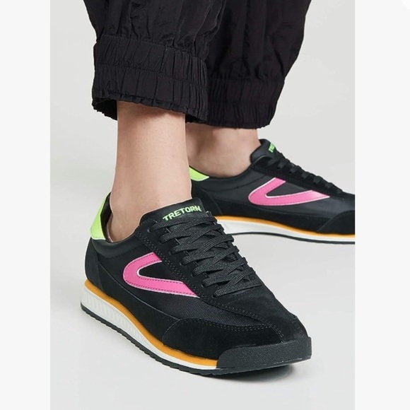 Tretorn Shoes - Tretorn Rawlins 10 Suede Black Neon Sneakers US 9